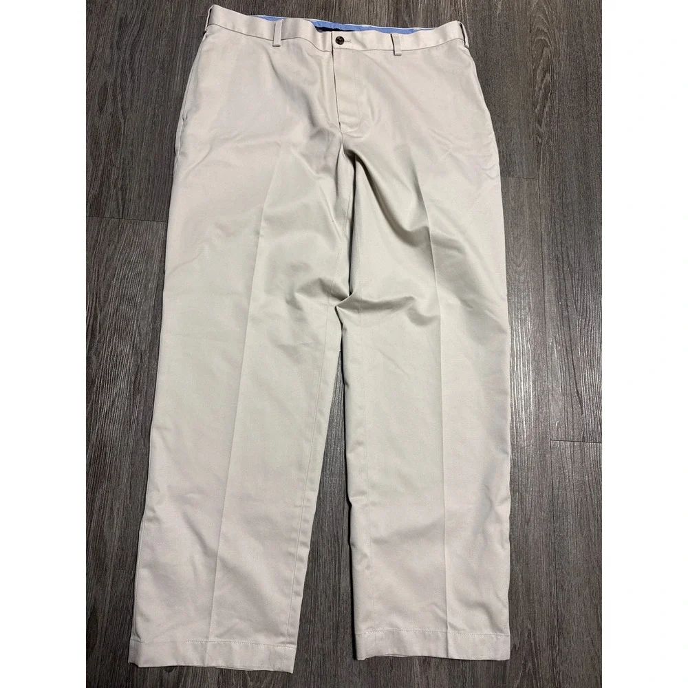 Brooks Brothers Clark Advantage Chino Pants Mens 37x30 Khaki Stone Flat Front